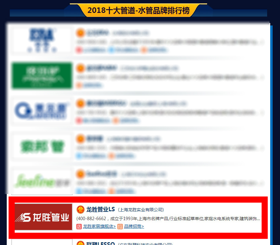 守品质筑辉煌，乐鱼体育在线（中国）官方登录入口业荣获“2018水管十大品牌”